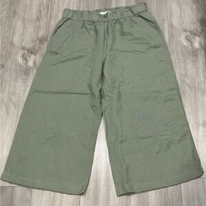 LOFT Elastic Waistband Wide-Leg Linen Blend Pants Size LP